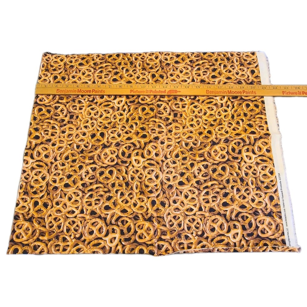 Pretzels Black Fabric‎ 1/2 YARD 100% Cotton All Over Novelty Print Benartex